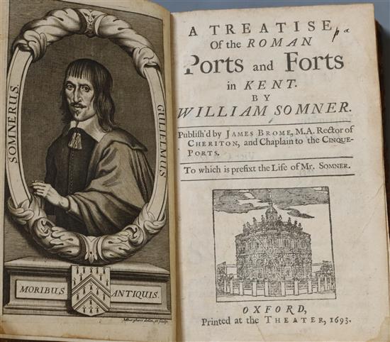 Somner, William - A Treatise of the Roman Ports and Forts in Kent, 1st edition, 8vo, contemporary calf,